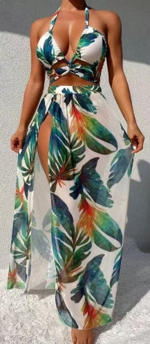 Bikini 3PCS JUPE LONG FEUILLE
