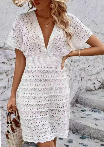 Robe de plage CROCÉ MANCHE COURTE