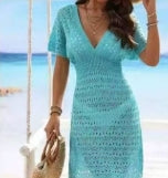 Robe de plage CROCÉ MANCHE COURTE