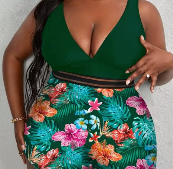 Bikini 1PC SHORT GTAILLE BAS FLEURIT