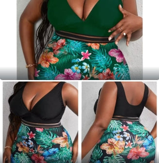 Bikini 1PC SHORT GTAILLE BAS FLEURIT