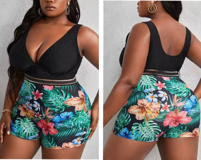 Bikini 1PC SHORT GTAILLE BAS FLEURIT