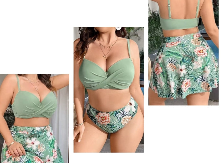 Bikini 3PCS JUPE VERT KAKI