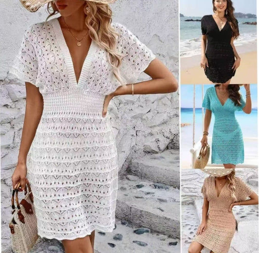 Robe de plage CROCÉ MANCHE COURTE
