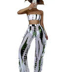 Bikini 3PCS PANTALON BRA STRAPLESS BLANC ET VERT