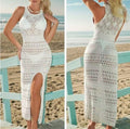 Robe de plage CROCÉ LONG FENDU DEVANT BLANC