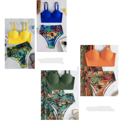 Bikini 2PCS PUSH UP CULOTTE FLEURIT