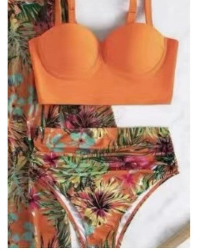 Bikini 2PCS PUSH UP CULOTTE FLEURIT